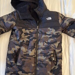 The North Face Black and Gray Camouflage Jacket